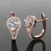 Gold-Plated 925 Silver Pear-Cut Halo Huggie Earrings | Pave CZ Teardrop Hoop Earrings