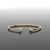 Minimalist Bezel Solitaire Open Cuff 925 Silver Bangle | Adjustable Open-End Bracelet