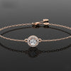 Gold-Plated 925 Silver Halo Solitaire Chain Bracelet | Dainty CZ Diamond Station Bracelet