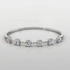 Gold-Plated 925 Silver Solitaire Station Bangle | Multi-Stone CZ Cuff Bracelet