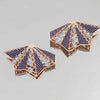 Geometric Pyramid Sapphire and Diamond 925 Silver Statement Earrings | Luxury Pave-Set Dangle Earrings