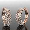 Triple-Row Pave-Set CZ 925 Silver Huggie Hoop Earrings | Wide Diamante Statement Hoops