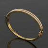 Double Row 925 Sterling Silver Diamond Bangle | Pave-Set CZ Hinged Cuff Bracelet