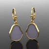 Rose Gold-Plated 925 Silver Purple Chalcedony Leverback Earrings | Organic Gemstone Drop Earrings