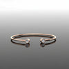 Minimalist Bezel Solitaire Open Cuff 925 Silver Bangle | Adjustable Open-End Bracelet