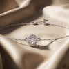 Gold-Plated 925 Silver Halo Solitaire Chain Bracelet | Dainty CZ Diamond Station Bracelet