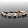 Gold-Plated 925 Silver Prong-Set Station Bangle | Multi-Stone CZ Link Bracelet