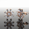 Gold-Plated 925 Silver Starburst Cluster Stud Earrings | Baguette and Round CZ Studs