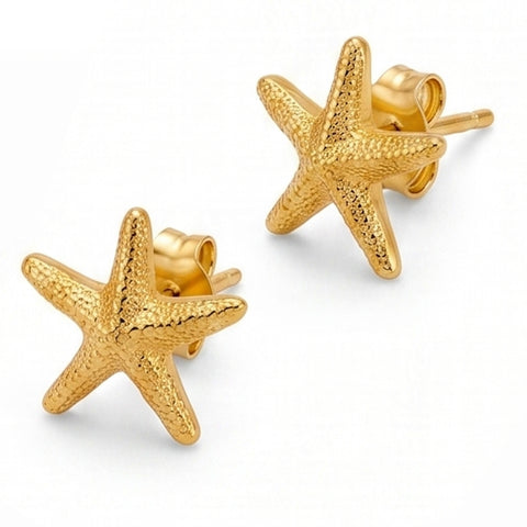 Beach Inspired Gold Starfish Earrings