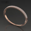 Double Row 925 Sterling Silver Diamond Bangle | Pave-Set CZ Hinged Cuff Bracelet