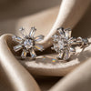 Gold-Plated 925 Silver Starburst Cluster Stud Earrings | Baguette and Round CZ Studs