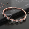 Gold-Plated 925 Silver Solitaire Station Bangle | Multi-Stone CZ Cuff Bracelet