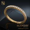 Mansav Royale Gold Tennis Bracelet | Luxury Princess-Cut Channel-Set 925 Silver Jewelry