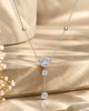 Bezel-Set CZ Y-Drop 925 Silver Station Necklace | Modern Lariat Pendant Necklace