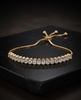 Bezel-Set CZ Gold-Plated 925 Silver Bolo Tennis Bracelet | Adjustable Slider Bracelet