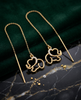 Gold-Plated 925 Silver Elephant Threader Earrings | Pave CZ Dainty Long Chain Earrings