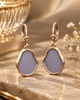 Rose Gold-Plated 925 Silver Purple Chalcedony Leverback Earrings | Organic Gemstone Drop Earrings