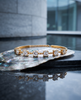 Gold-Plated 925 Silver Solitaire Station Bangle | Multi-Stone CZ Cuff Bracelet