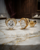 Gold-Plated 925 Silver Heart-Shaped Halo Solitaire Stud Earrings | Pave CZ Diamond Studs