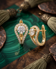 Gold-Plated 925 Silver Pear-Cut Halo Huggie Earrings | Pave CZ Teardrop Hoop Earrings