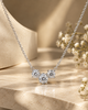 Three-Stone 925 Silver Pendant Necklace | Brilliant Round CZ Diamond Station Necklace