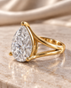 Pear-Cut Solitaire Split-Shank 925 Silver Ring | Luxury Teardrop CZ Engagement Ring