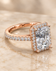 Radiant-Cut Halo Pave Band 925 Silver Ring | Luxury Rectangular CZ Engagement Ring