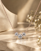 Three-Stone 925 Silver Pendant Necklace | Brilliant Round CZ Diamond Station Necklace