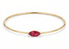 Minimalist Gold Bangle with Marquise-Cut Red Gemstone