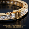 Mansav Royale Gold Tennis Bracelet | Luxury Princess-Cut Channel-Set 925 Silver Jewelry