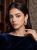 Gold-Plated 925 Silver Pear-Cut Halo Huggie Earrings | Pave CZ Teardrop Hoop Earrings