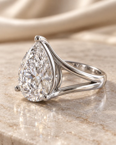 Pear-Cut Solitaire Split-Shank 925 Silver Ring | Luxury Teardrop CZ Engagement Ring