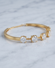 Gold-Plated 925 Silver Solitaire Station Bangle | Multi-Stone CZ Cuff Bracelet