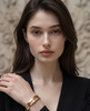 Flush-Set Diamond 925 Silver Gold-Plated Bangle | Bezel CZ Hinged Cuff Bracelet