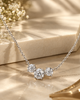 Three-Stone 925 Silver Pendant Necklace | Brilliant Round CZ Diamond Station Necklace