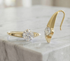 Gold-Plated 925 Silver Solitaire Drop Hook Earrings | Modern Bezel CZ Dangle Earrings