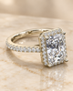 Radiant-Cut Halo Pave Band 925 Silver Ring | Luxury Rectangular CZ Engagement Ring