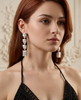 Multi-Stone Emerald and Pear-Cut 925 Silver Statement Earrings | Luxury CZ Dangle Earrings