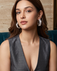Triple-Row Pave-Set CZ 925 Silver Huggie Hoop Earrings | Wide Diamante Statement Hoops