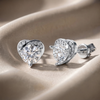 Gold-Plated 925 Silver Heart-Shaped Halo Solitaire Stud Earrings | Pave CZ Diamond Studs