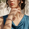 Open Wire Gold-Plated 925 Silver Bangles Set | Solitaire Stone Open Cuff Bangle