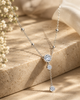 Bezel-Set CZ Y-Drop 925 Silver Station Necklace | Modern Lariat Pendant Necklace