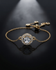 Gold-Plated 925 Silver Halo Solitaire Chain Bracelet | Dainty CZ Diamond Station Bracelet