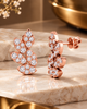 Gold-Plated 925 Silver Leaf Cluster Stud Earrings | Pave CZ Botanical Statement Earrings