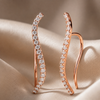 Gold-Plated 925 Silver Curved Ear Climber Earrings | Wavy Pave CZ Crawler Earrings