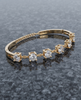 Gold-Plated 925 Silver Prong-Set Station Bangle | Multi-Stone CZ Link Bracelet