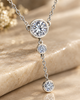 Bezel-Set CZ Y-Drop 925 Silver Station Necklace | Modern Lariat Pendant Necklace