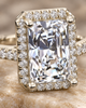 Radiant-Cut Halo Pave Band 925 Silver Ring | Luxury Rectangular CZ Engagement Ring