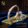Mansav Royale Gold Tennis Bracelet | Luxury Princess-Cut Channel-Set 925 Silver Jewelry