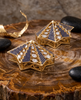 Geometric Pyramid Sapphire and Diamond 925 Silver Statement Earrings | Luxury Pave-Set Dangle Earrings